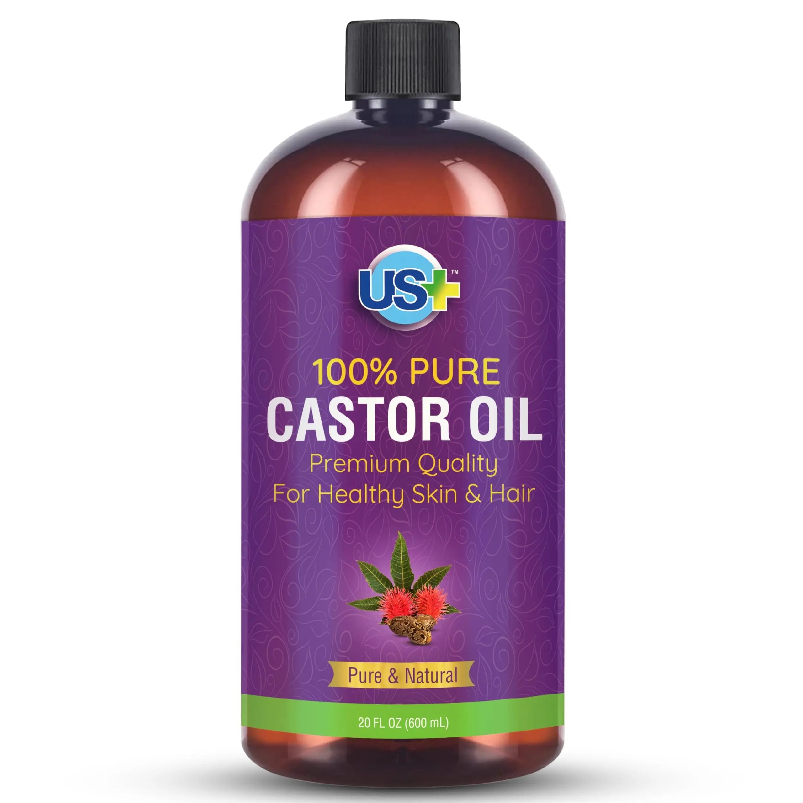 Us+ 20oz 100% Pure Castor Oil - Cold-pressed, Unrefined, Hexane-free - USP Grade - Premium Quality Us+ Au supplements