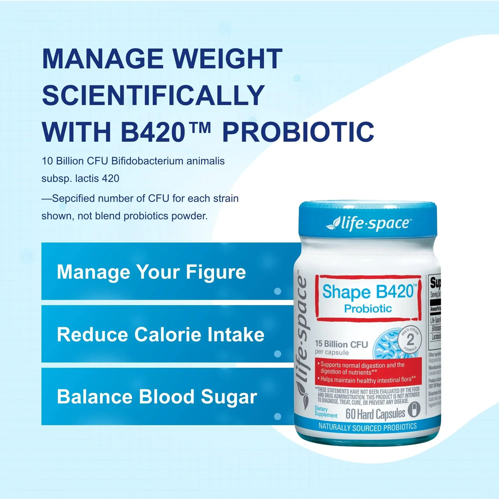 Life-Space Shape B420™ Probiotics, Clinically Studied Strains, Supplement for Women and Men Life-Space Au supplements