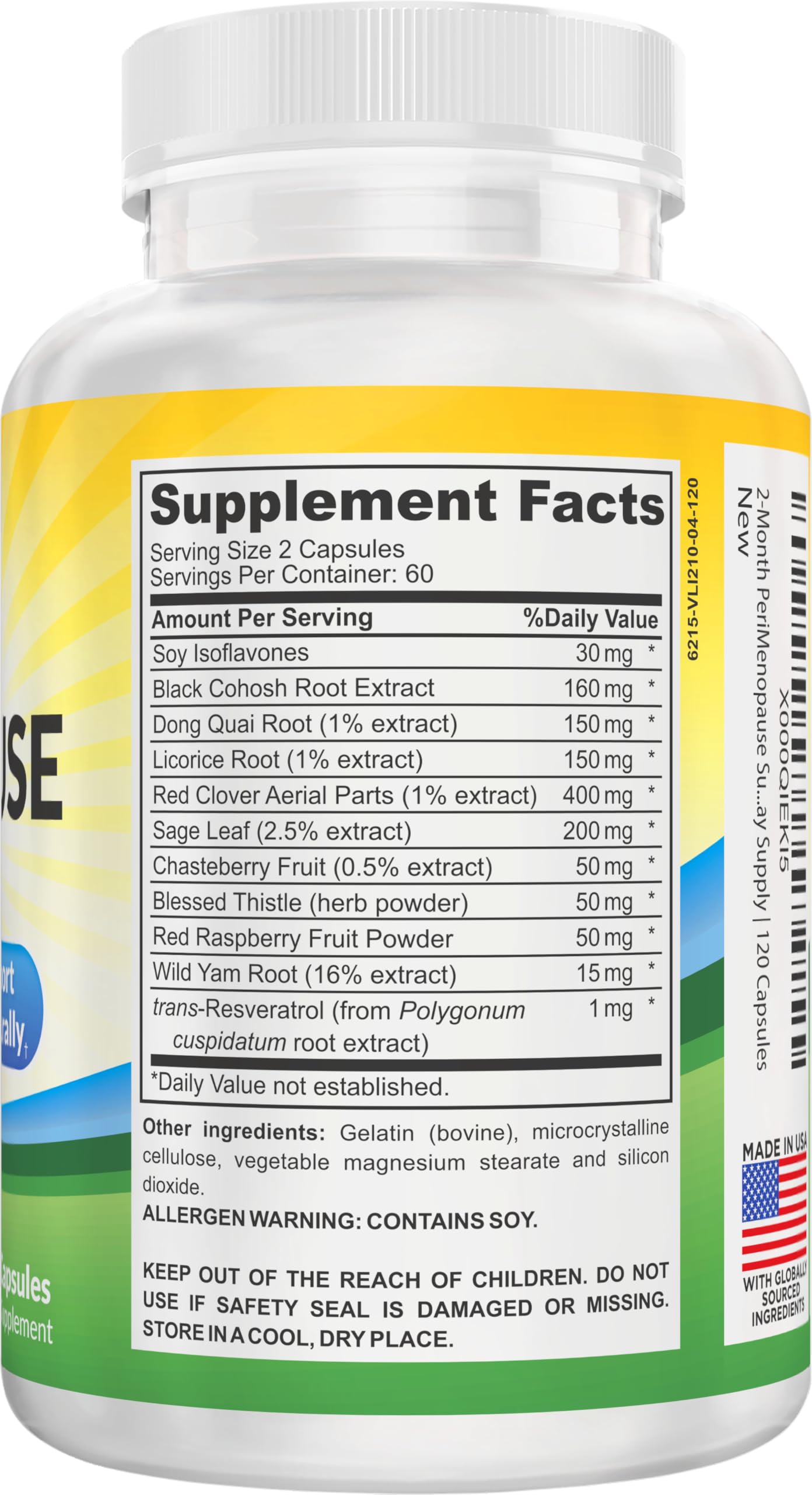Perimenopause Support (2-Month) Supplement Blend | Women's Health & Hormone Support with 11 Herbs & Extracts | Female Hormonal Balance Supplements | 60-Day Bulk Supply | 120 Capsules Elevate Recovery Supplements Au supplements