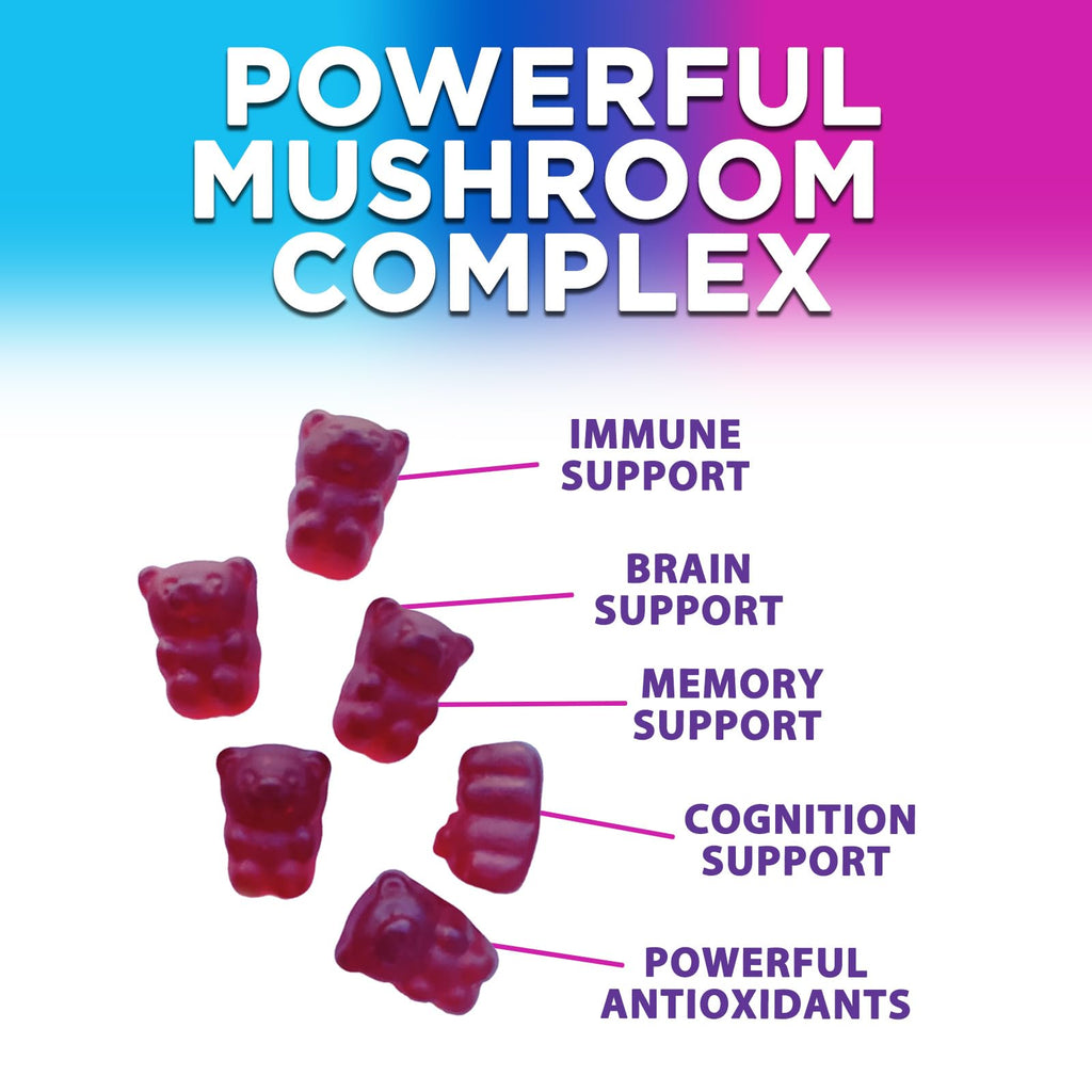 Mushroom Gummies Supplement 12 in 1 - High Grade Blend for Adults with Lions Mane, Reishi, Cordyceps, & Chaga Mushroom Complex Gummy, Memory & Immune Support & Nootropic Brain Supplements - 60 Gummies Nature's Nutrition Au supplements