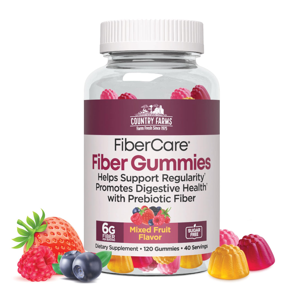Country Farms Fiber Care Prebiotic Gummies, 6g of Fiber Per Serving, GLP-1 Booster, FOS from Beets, Digestive Health and Bloat, Supports Regularit