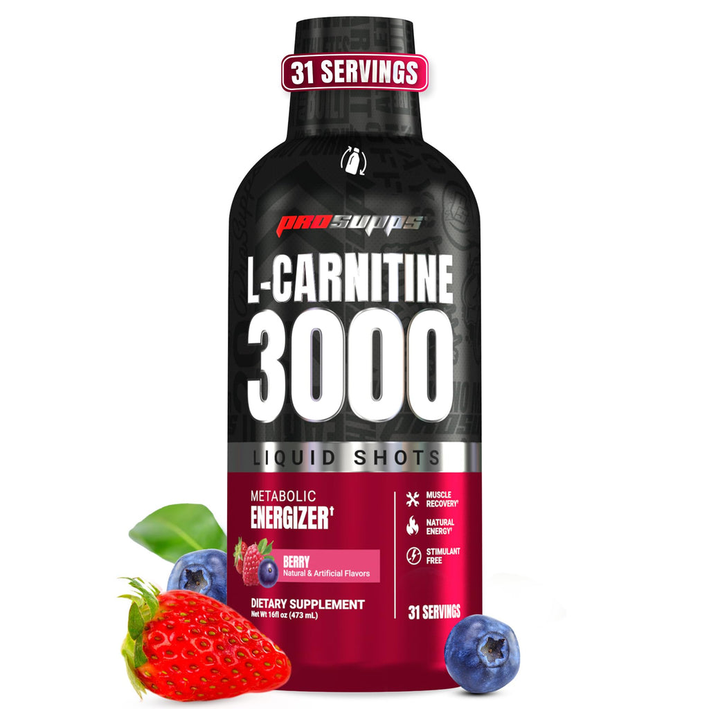 ProSupps L-Carnitine Liquid 3000, Stimulant-Free Liquid Shots for Men & Women - Clean Workout Drink for Energy, Performance & Muscle Recovery