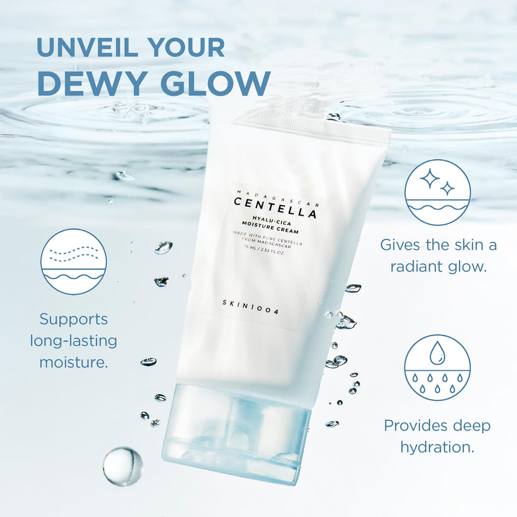 SKIN1004 Hyalu-Cica Moisture Cream, Face Moisturizer with Hyaluronic Acid, Centella Cream for Deep Hydration, Lightweight Nourishing