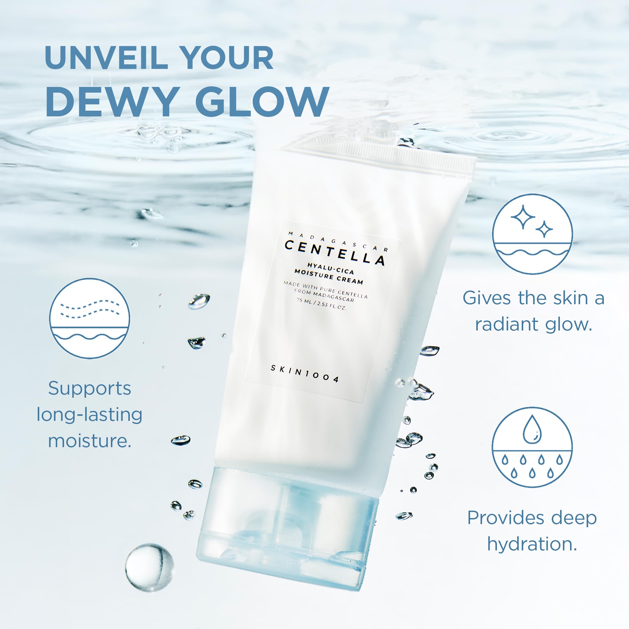 SKIN1004 Hyalu-Cica Moisture Cream, Face Moisturizer with Hyaluronic Acid, Centella Cream for Deep Hydration, Lightweight Nourishing