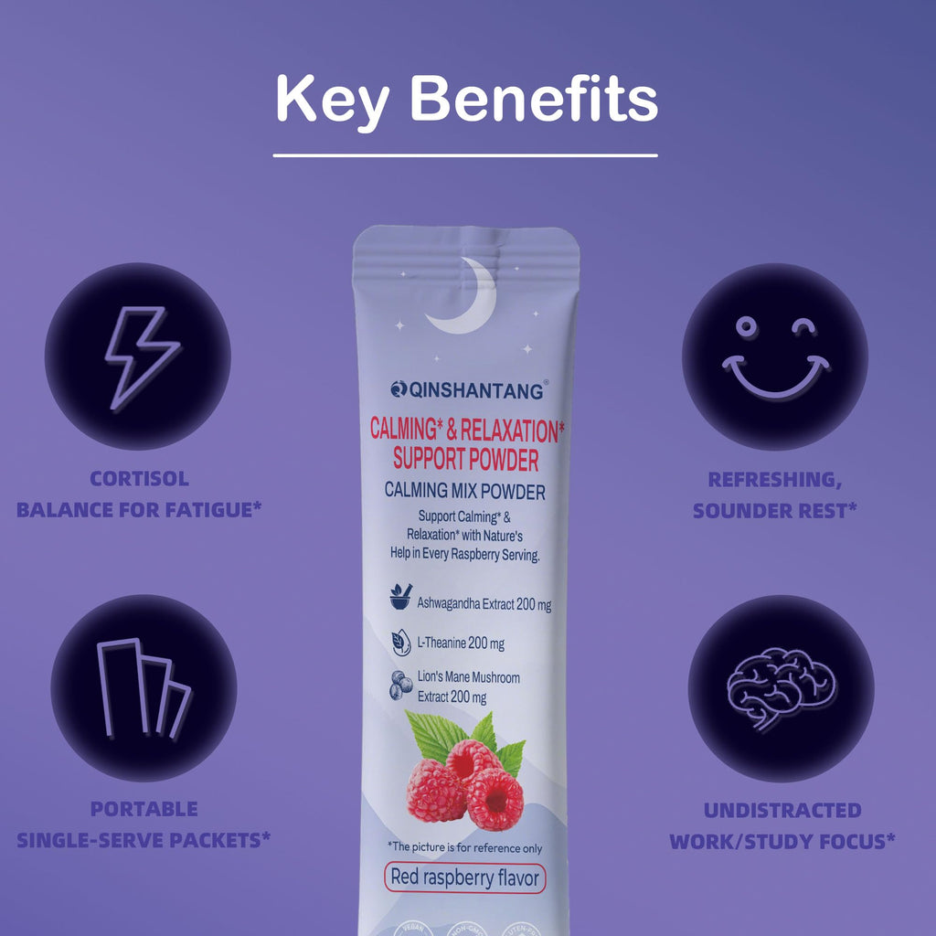 Super Cortisol Drink – Calm Magnesium Powder, L-Theanine, Lion’s Mane & Ashwagandha | Relaxation, Focus & Stress Balance for Women | Sugar-Free, On-The-Go | Red Raspberry Flavor, 25 Servings QIN SHAN TANG Au supplements