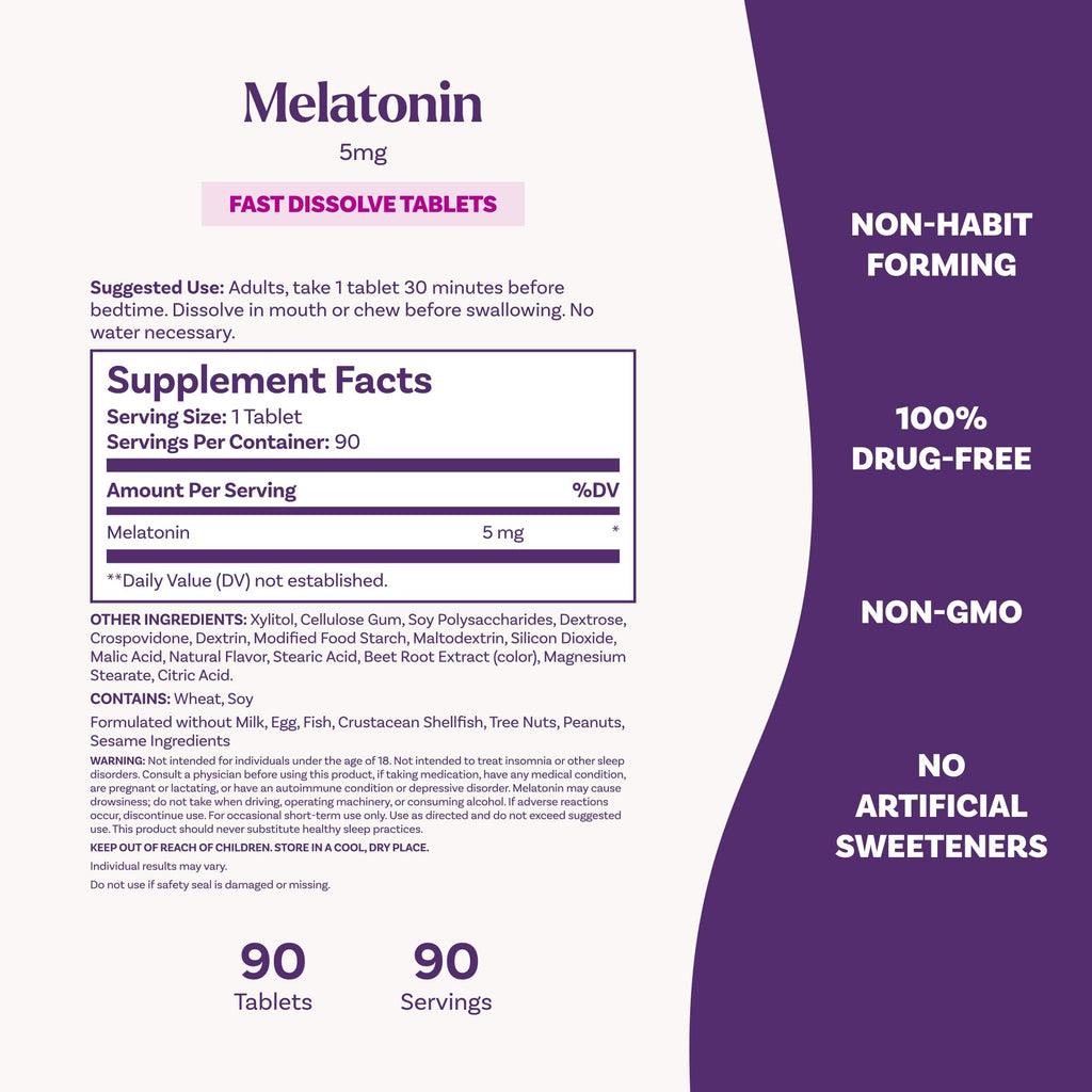 Natrol 5mg Fast Dissolve Tablets Melatonin Strawberry Flavor