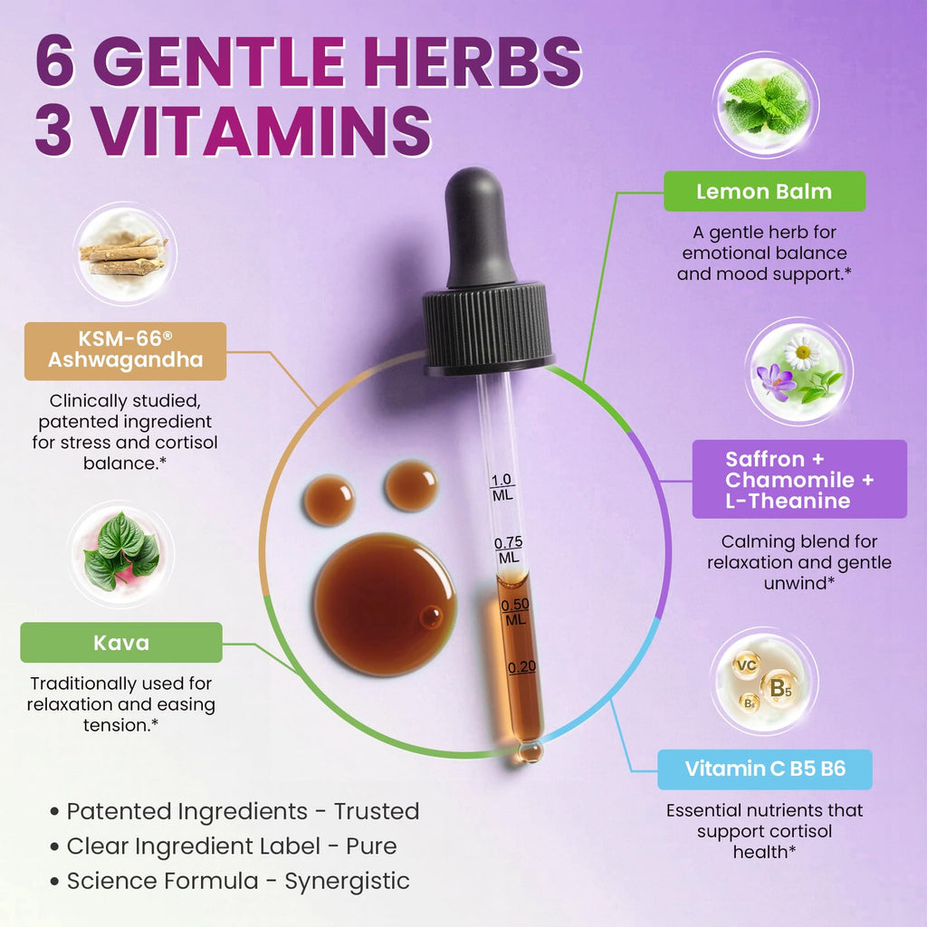 Cortisol Supplements for Women, Cortisol Reducer Manager Detox with KSM-66® Ashwagandha, Kava, Lemon Balm & Vitamin C B5 B6, Lower Cortisol, Hormone Harmony Liquid Drops, 2 FL.OZ, Blueberry Flavor Lukaree Au supplements