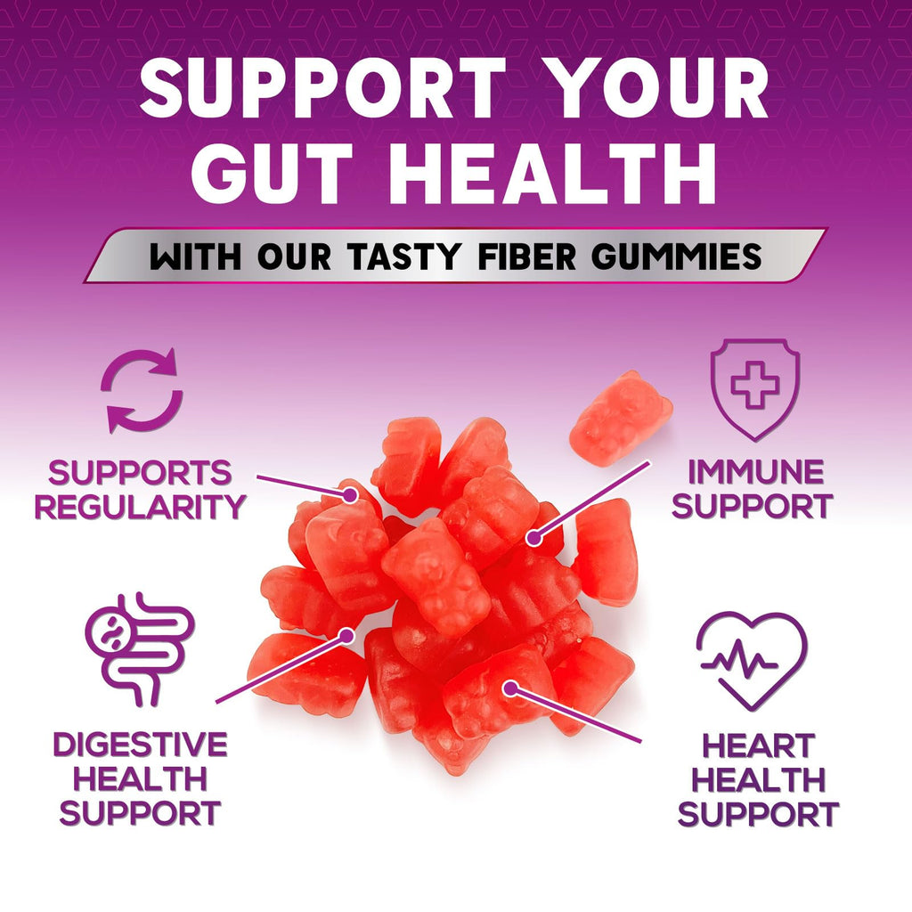 Fiber Gummies for Adults - Soluble Fiber 4g Per Serving - Plant-Based Prebiotic Fiber Supplement for Digestive Health, Gut Health, & Regularity Support - Vegan Gummy