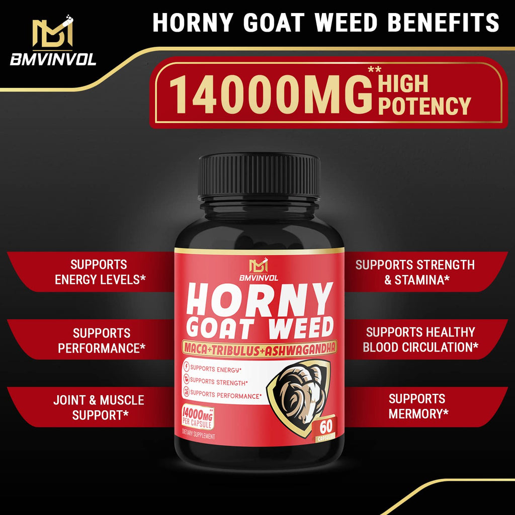 BMVINVOL Horny Goat Weed Capsules, Boost Energy,14000mg Herbal BMVINVOL Au supplements