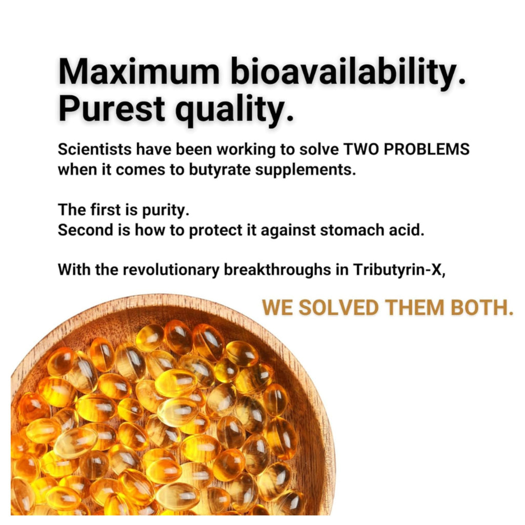 Healthy Gut Tributyrin-X | Most Bioavailable Butyrate Postbiotic for Gut Health & Leaky Gut Support | 99% Pure w/Zero Odor | 30 Softgels Healthy Gut Au supplements
