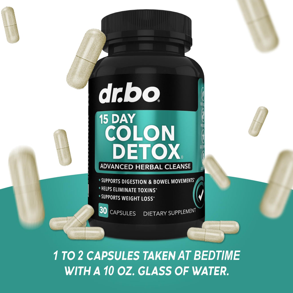 Colon Cleanser Detox for Weight Flush - 15 Day Intestinal Cleanse Pills & Probiotic - Fast Natural Laxative for Constipation Relief - Bowel Movement Supplements for Stomach Bloating, Gut Loss Support DR. BO Au supplements