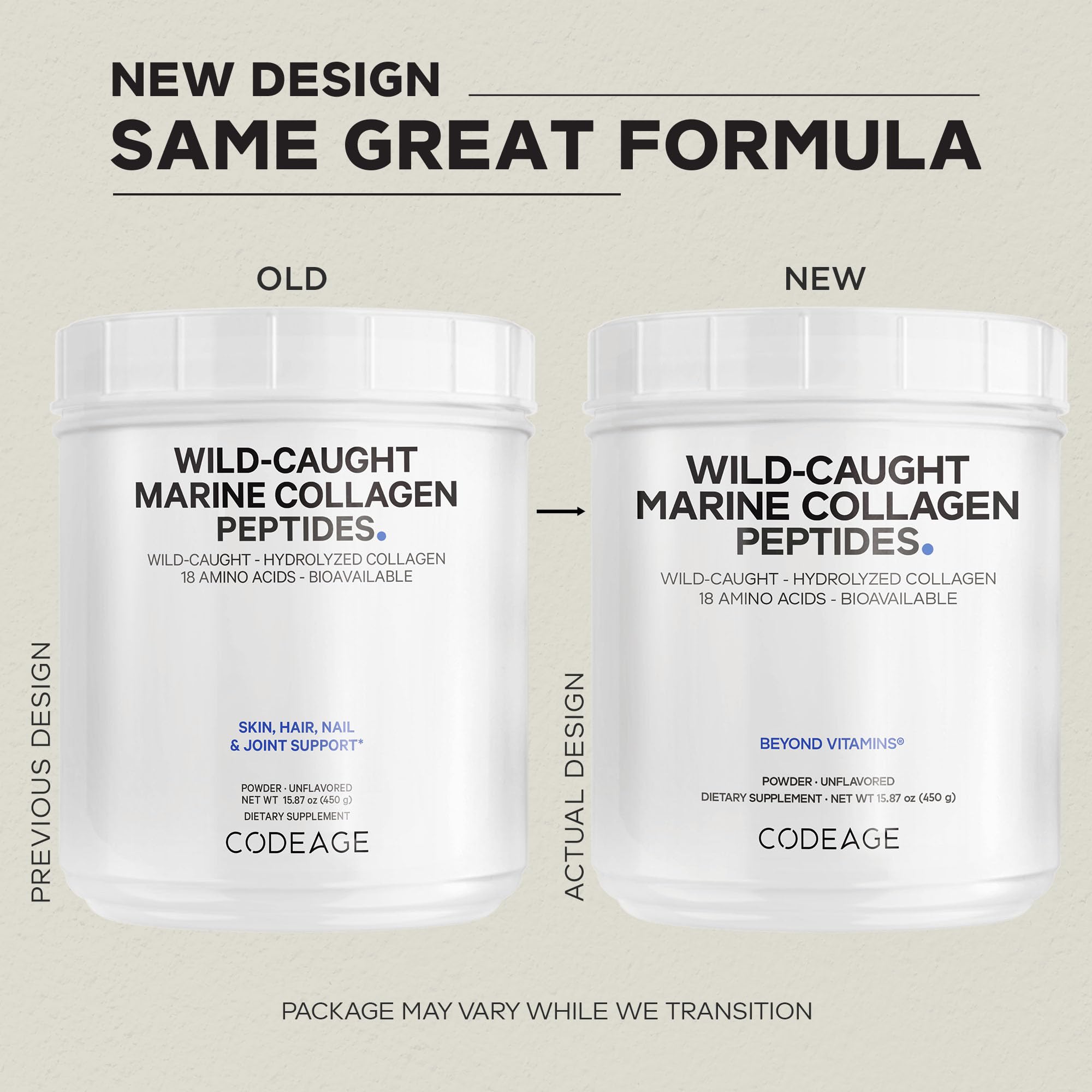 Codeage Marine Collagen Powder - Wild-Caught Hydrolyzed Fish Collagen Peptides - Type 1 & 3 Collagen Protein Supplement - Amino Acids for Skin, Hair, Nails - Paleo Friendly, Non-GMO, 15.87 Ounces Codeage Au supplements