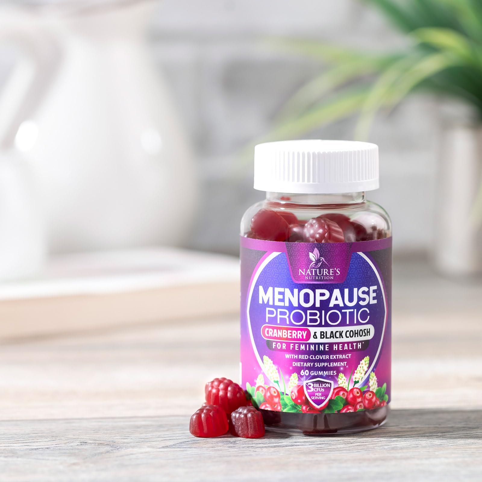 Menopause Supplement Gummies - 3 Billion CFU Women's Probiotics - Advanced Menopause Relief Formula for Women with Black Cohosh & Red Clover - Mild Hot Flashes & Night Sweats Support - 60 Gummies Nature's Nutrition Au supplements