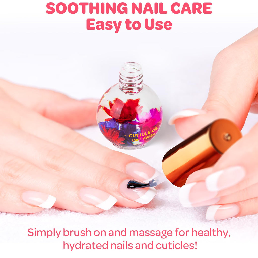 JIASHENG Cuticle Oil, Scented Cuticle Nail Oil Infused with Real Flowers, Hydrates, Moisturizes, Strengthens, Repairs