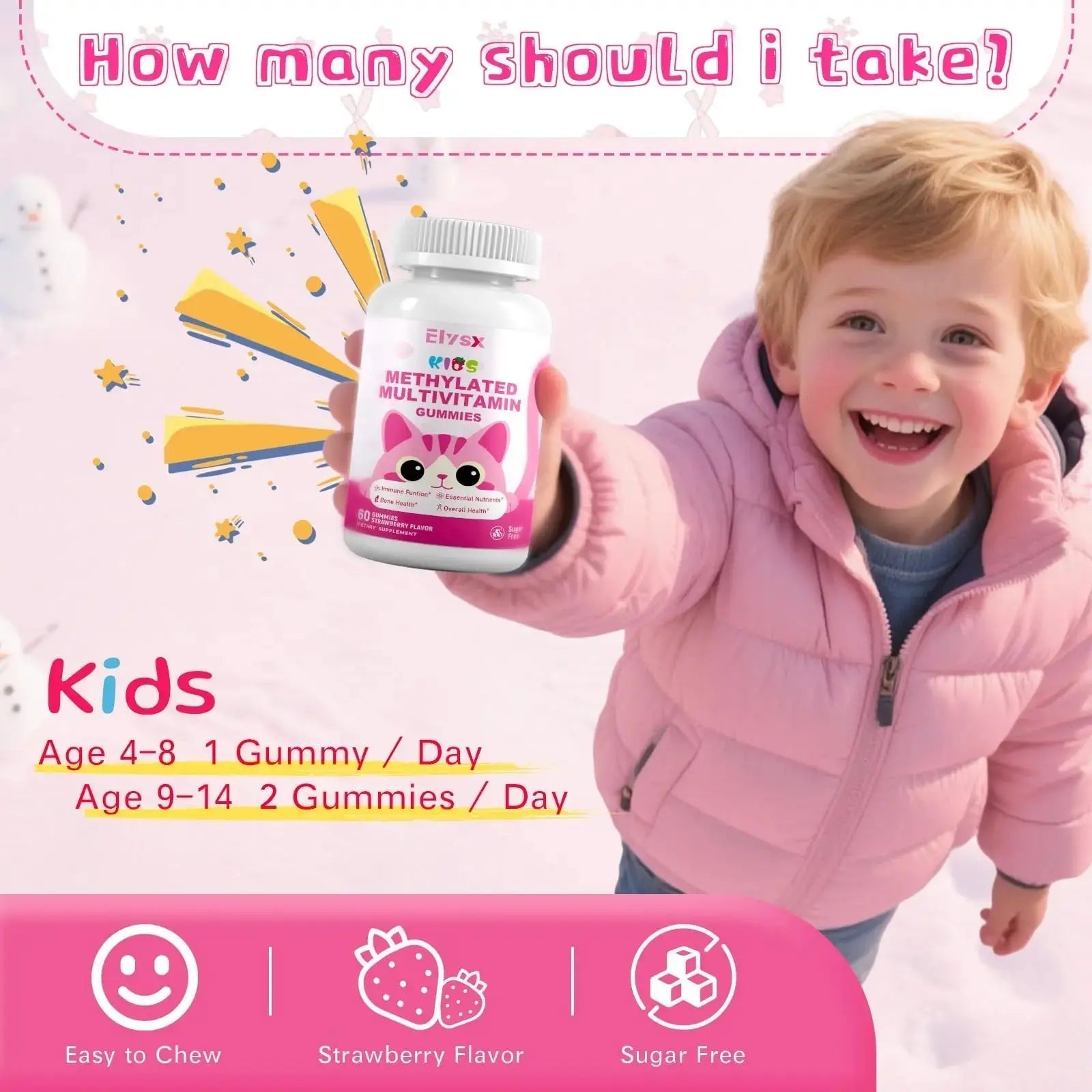 Elysx Kids Methylated Multivitamin Chewable Gummies, MTHFR Supplement with L Methylfolate, Magnesium, Biotin, Choline Elysx Au supplements