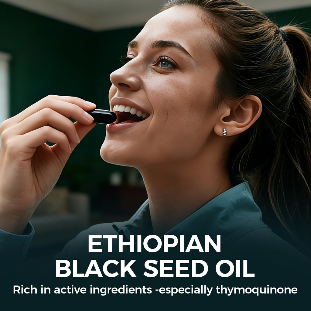 TUVAAZ PURELYNUTRIENT Ethiopian Black Seed Oil Capsules with 4.64% Thymoquinone, Immune Support & Digestion & Energy Booster