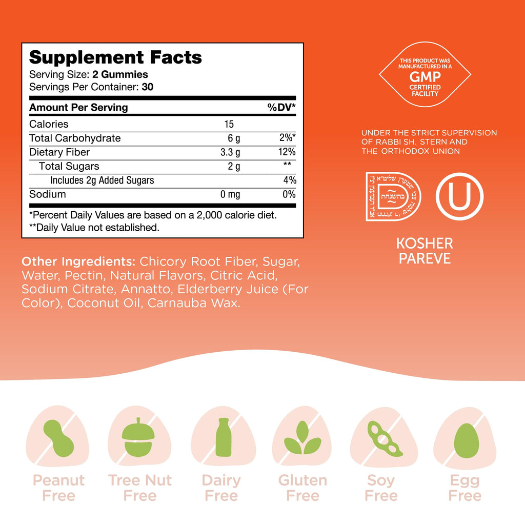 Zahler Chapter One Fiber Gummies - Soluble Fiber for Digestive Health Support - Flavored Gummies for Kids - Natural Chicory Root - Kosher, Dairy-Free,