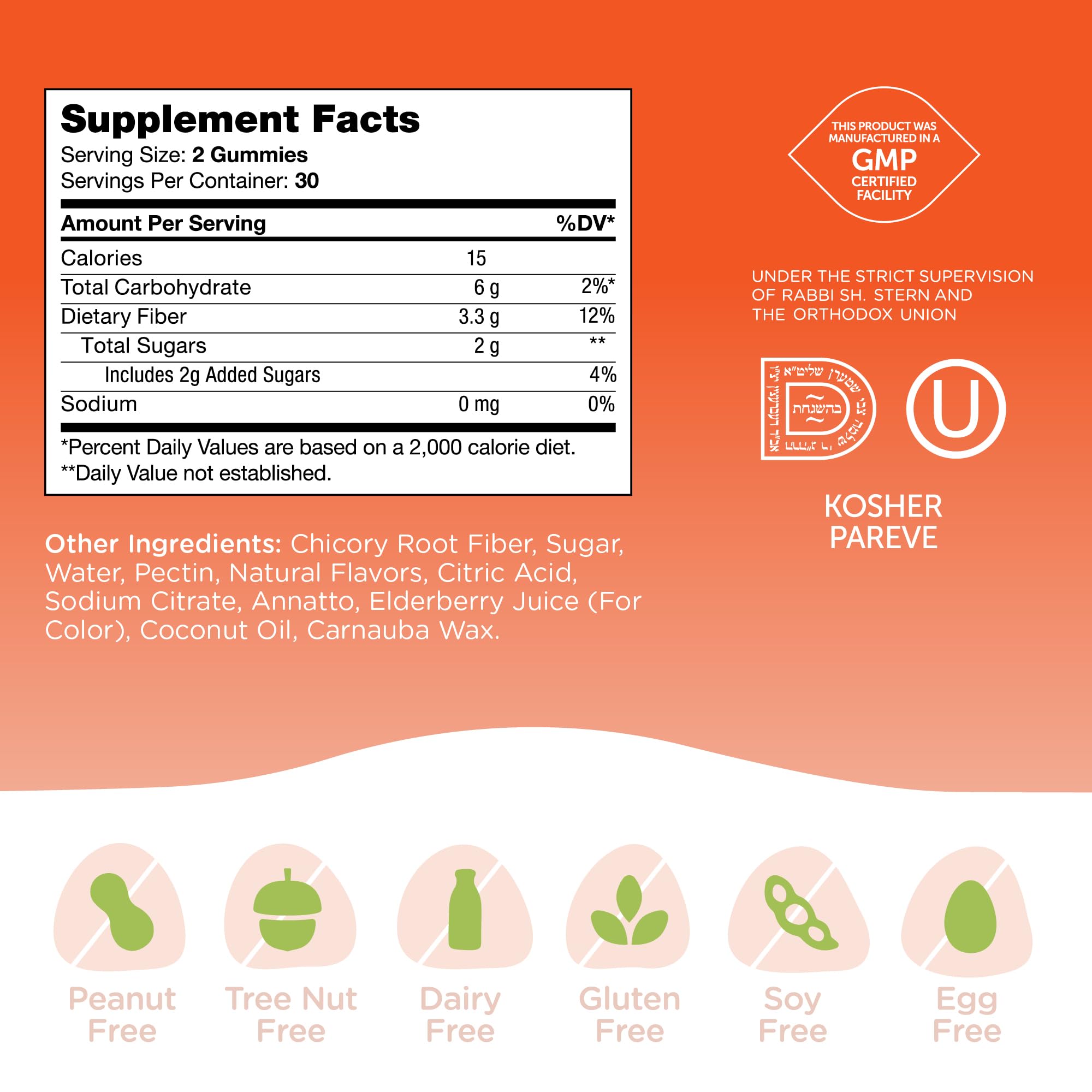Zahler Chapter One Fiber Gummies - Soluble Fiber for Digestive Health Support - Flavored Gummies for Kids - Natural Chicory Root - Kosher, Dairy-Free,