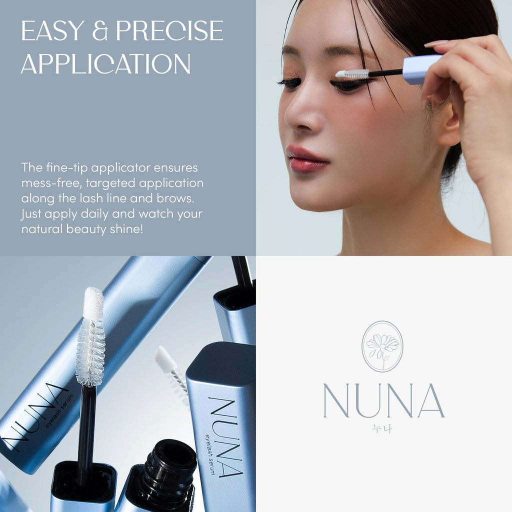 NUNA Eyelash Growth Support Serum 6ml – Eye Lash and Eyebrow Enhancing Serum for Women & Men with Biotin - Korean Multi Peptide & Natural Extracts