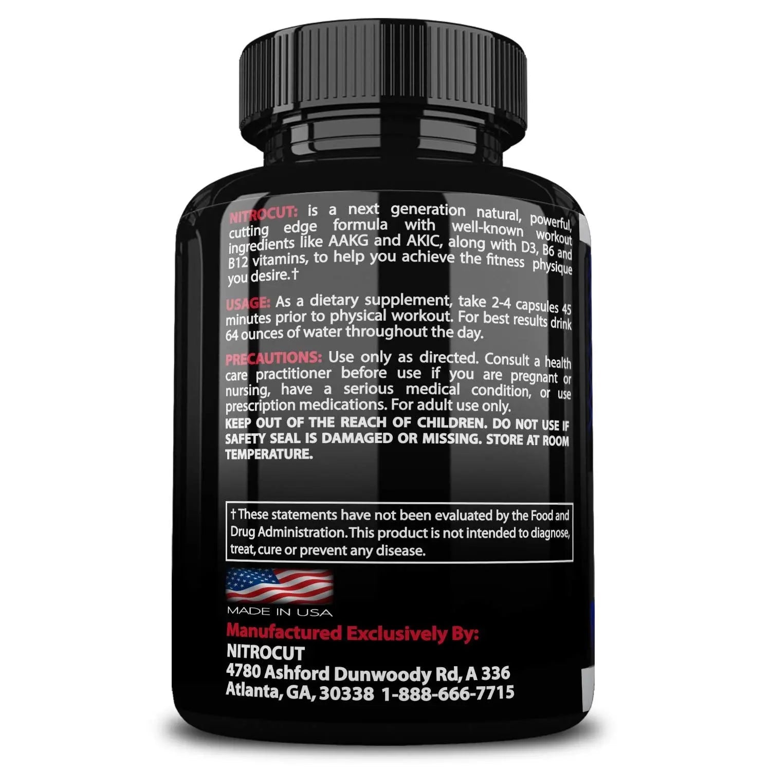NITROCUT Pre Workout Supplement -120 Capsules - Nitric Oxide Supplements - l arginine NITROCUT Au supplements
