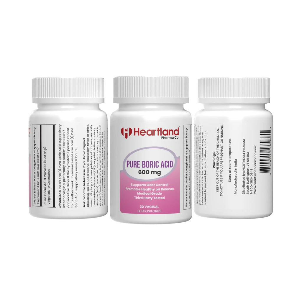 Heartland Pharma Boric Acid Vaginal Suppositories - Feminine Care - 100% Pure Boric Acid - (30 ct)(2 Pack) Heartland Pharma Au supplements