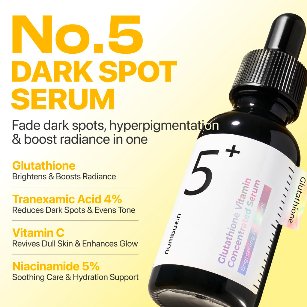 numbuzin No.5 Vitamin Concentrated Serum, Dark Spot Care, Glutathione & Vitamin Serum, Korean Skincare, Tranexamic Acid 4%, Niacinamide 5%