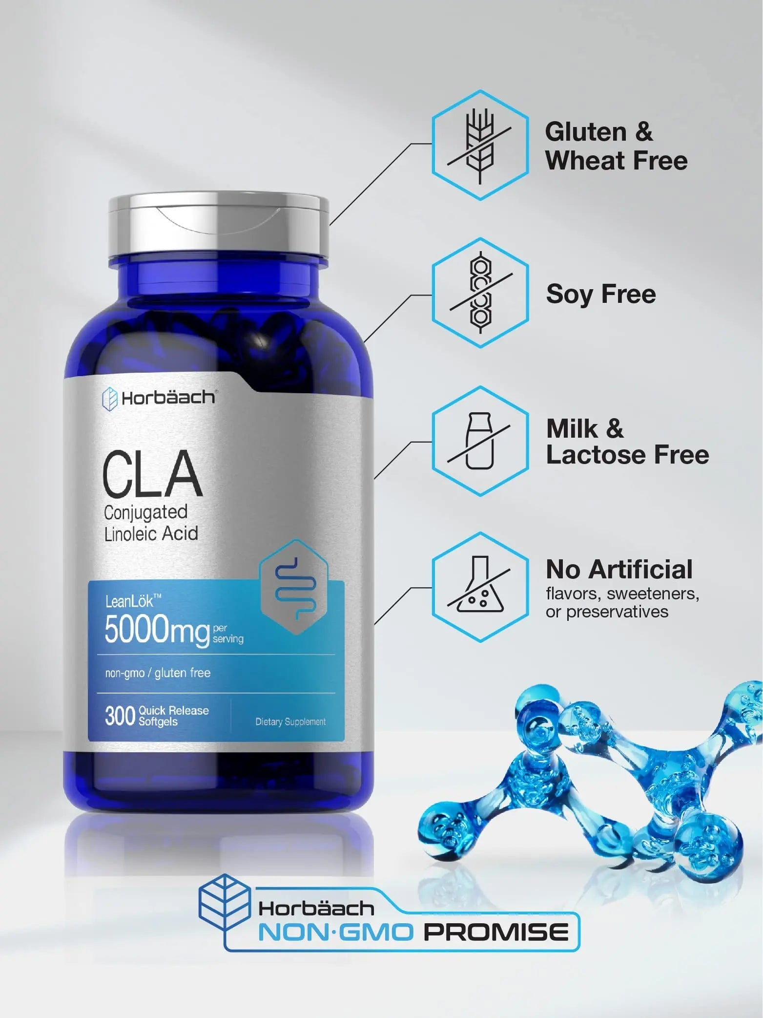 CLA Supplement | 300 Softgel Pills | Maximum Potency | Conjugated Lineolic Acid from Horbäach Au supplements