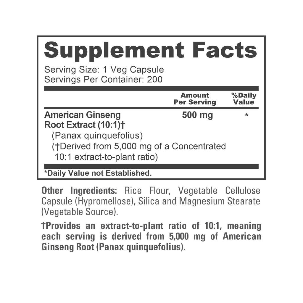 NusaPure American Ginseng 10:1 Extract, 500 mg Equivalent to 5000mg - 200 Veggie Capsules (Vegetarian, Non-GMO, Vegan) NusaPure Au supplements