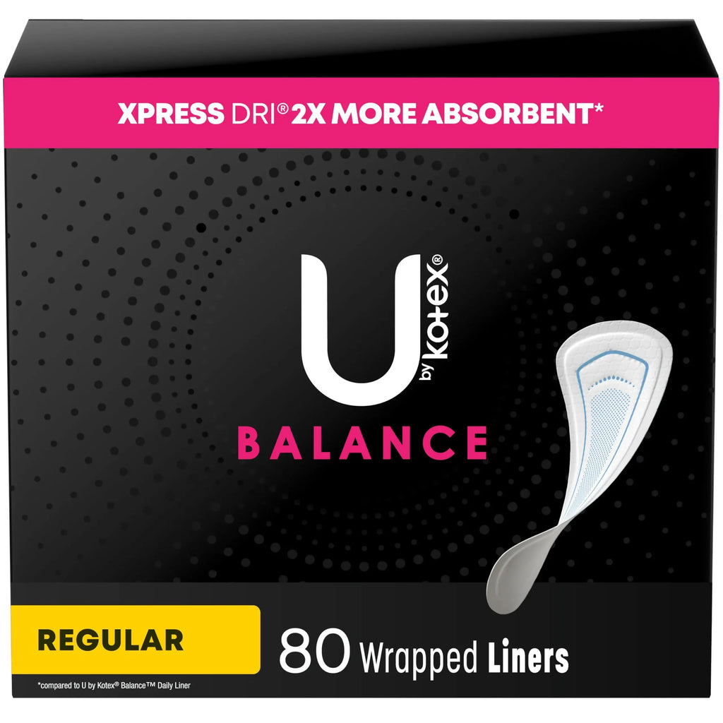 U by Kotex Balance Wrapped Panty Liners, Regular Length, 80 Count (Packaging May Vary) U by Kotex Au supplements