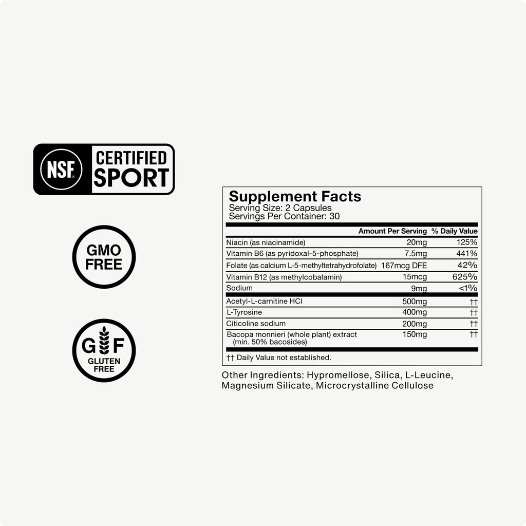 Momentous Brain Drive Nootropic Supplement - Brain Supplement for Memory & Focus Support - NSF Certified for Sport - GMO- & Gluten-Free - 30 Servings Momentous Au supplements
