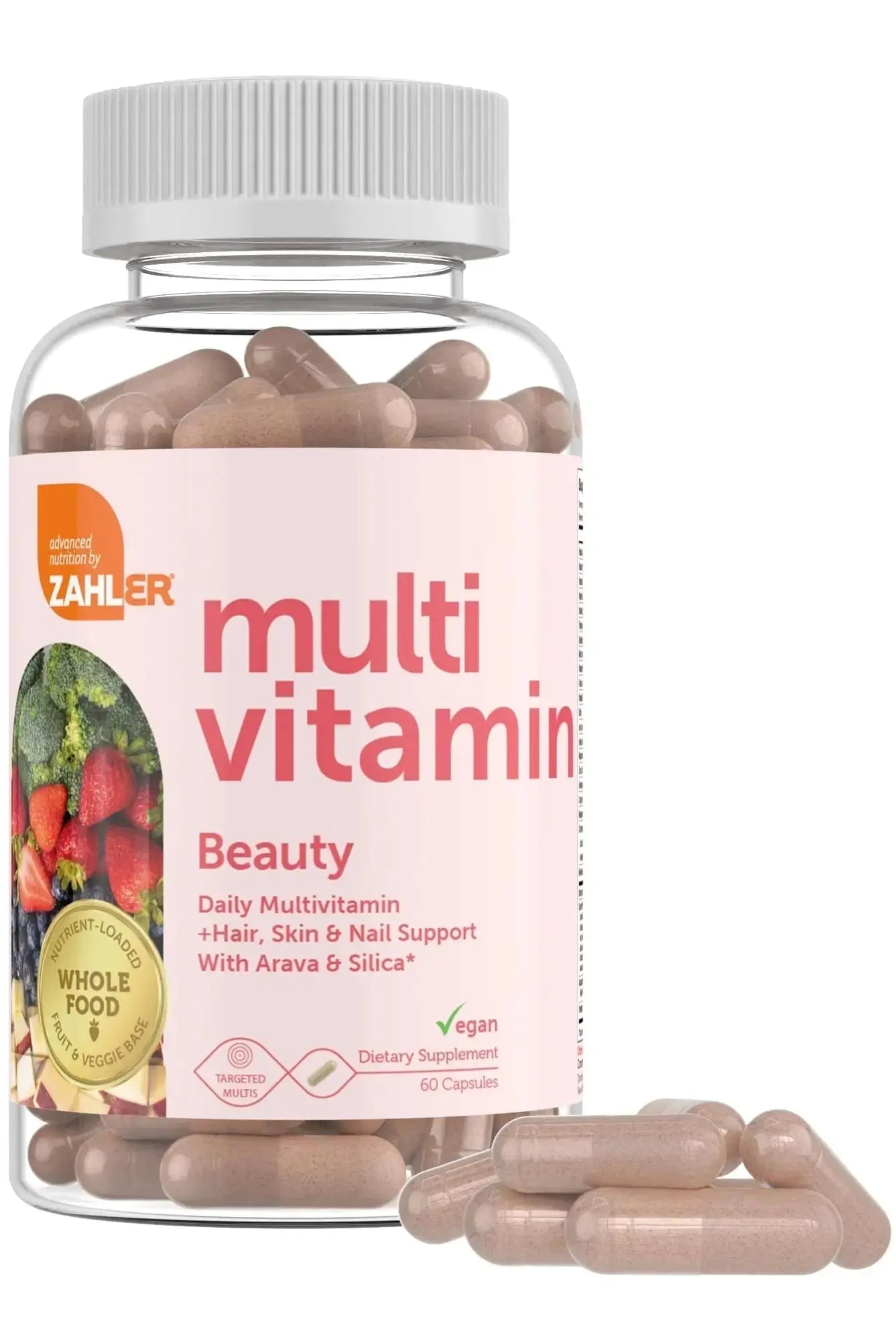 Zahler Multivitamin Beauty + Skin Hair and Nails Support, Multivitamin for Women and Men with Iron, Certified Kosher, 60 Capsules Zahler Au supplements