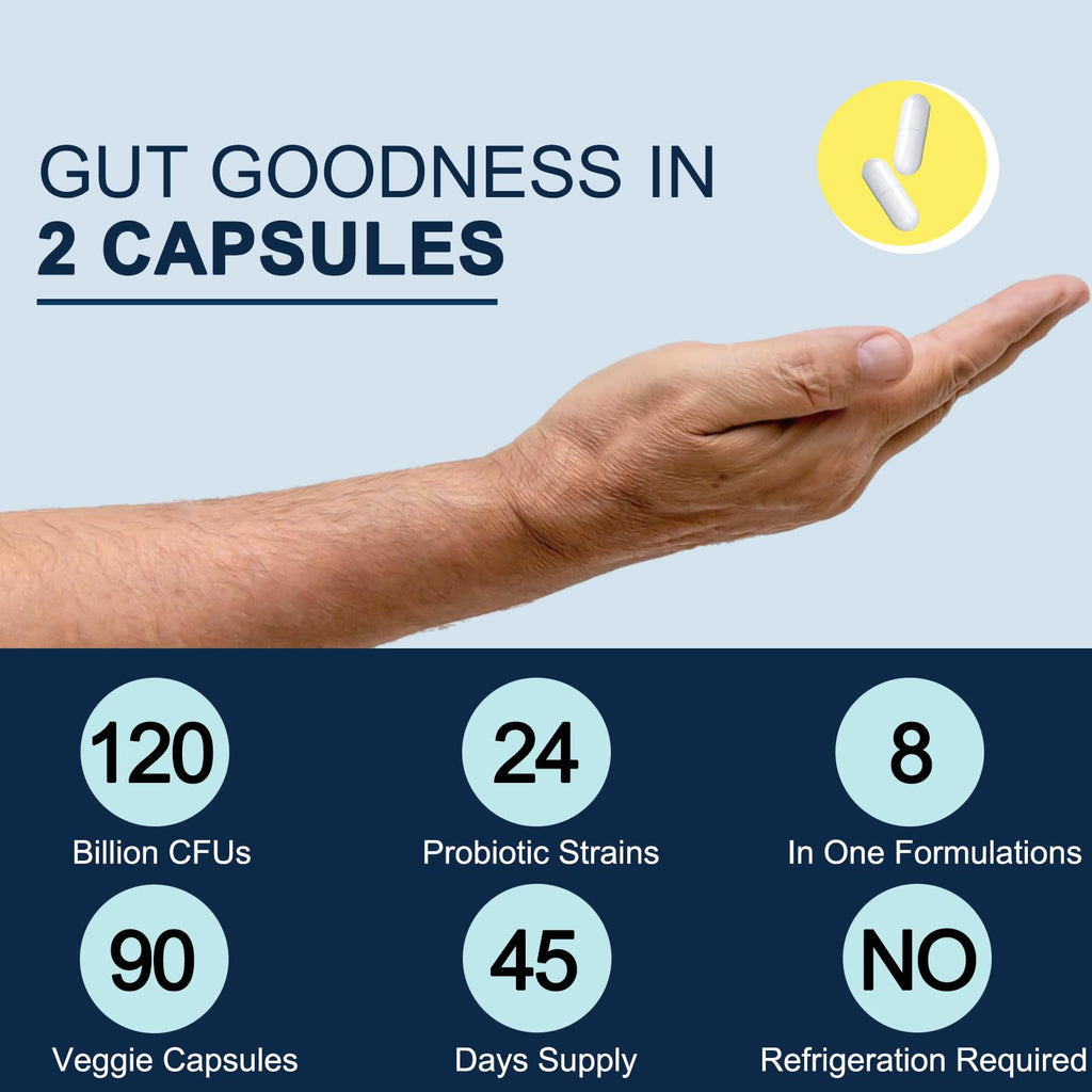 Probiotics for Men Digestive Health, 120 Billion CFUs Mens Probiotic with Digestive Enzymes & Prebiotics & Saw Palmetto & Cranberry for Gut, Prostate & Urinary