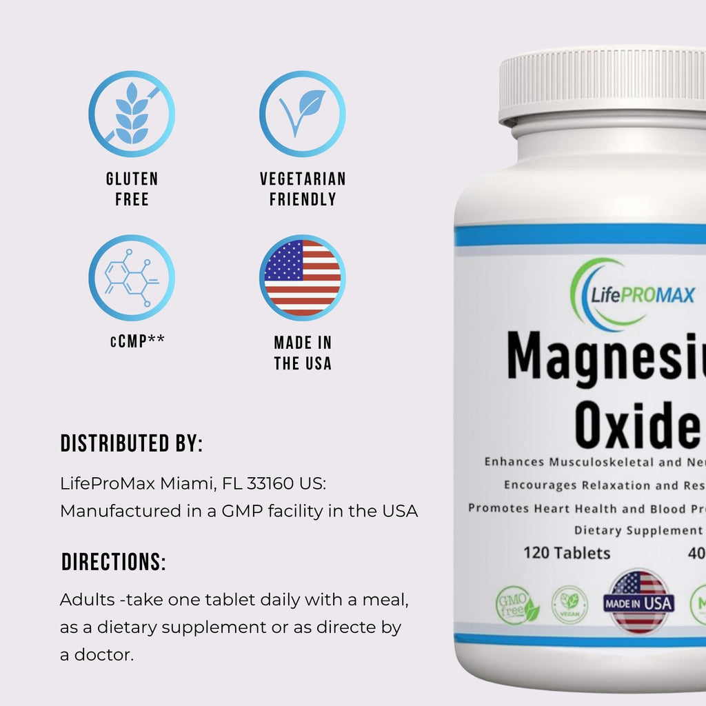 Magnesium 400mg [High Potency] Supplement – Magnesium Oxide for Immune Support, Muscle Recovery, Leg Cramps and Relaxation 120 Tablets LifePROMAX Au supplements