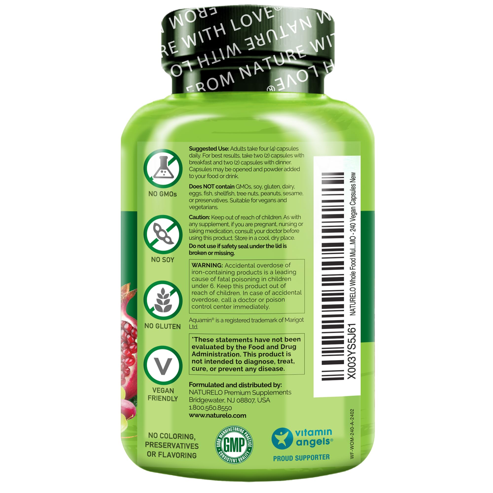 NATURELO Whole Food Multivitamin for Women - with Vitamins, Minerals, & Organic Extracts - Supplement for Energy and Heart Health
