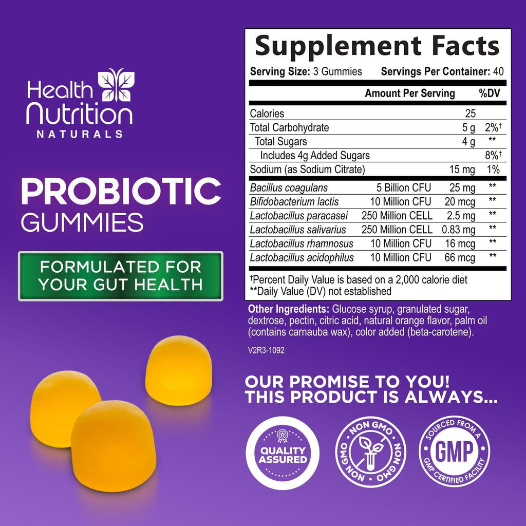 Probiotic Gummies - Advanced Multi-Strain Probiotic Formula - Gut & Digestive Health Support Gummy - Bacillus Coagulans 5 Billion CFU Per Serving, Daily Acidophilus Probiotics Supplement - 120 Gummies