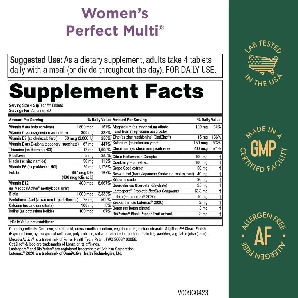 Purity Products Women’s Perfect Multi Balanced Multivitamin - Supports Urinary Tract Health, Immune, Bone + Muscle, Hair, Skin, Nails Purity Products Au supplements