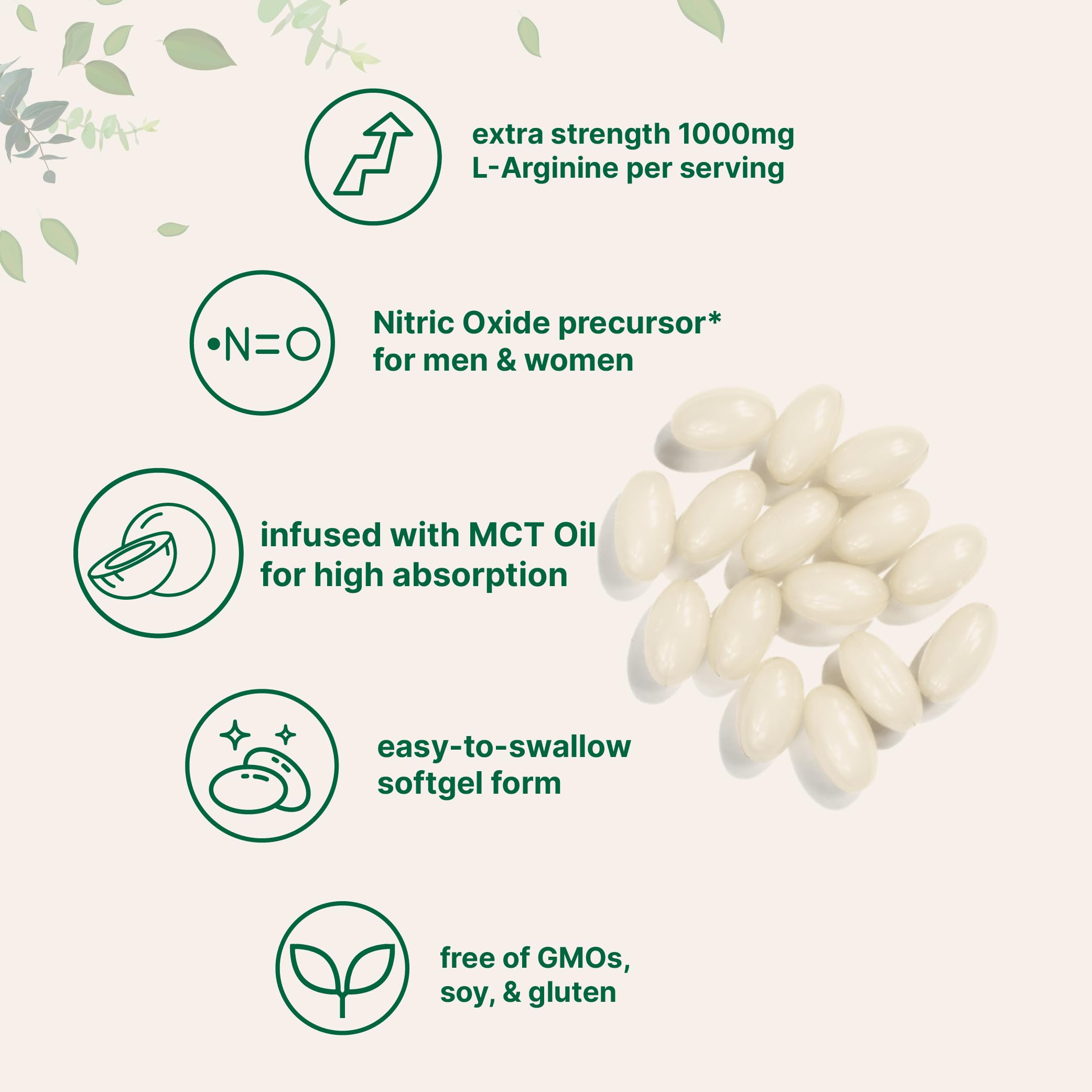 Micro Ingredients L-Arginine 1000mg with MCT Oil, 300 Softgels | Nitric Oxide Precursor* for Men & Women | Extra Strength Amino Acid Formula for Daily Wellness
