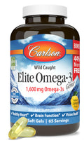 Carlson - Elite Omega-3 Gems, 1600 mg Omega-3 Fatty Acids Including EPA and DHA, Norwegian, Wild-Caught Fish Oil Supplement, Sustainably Sourced Omega