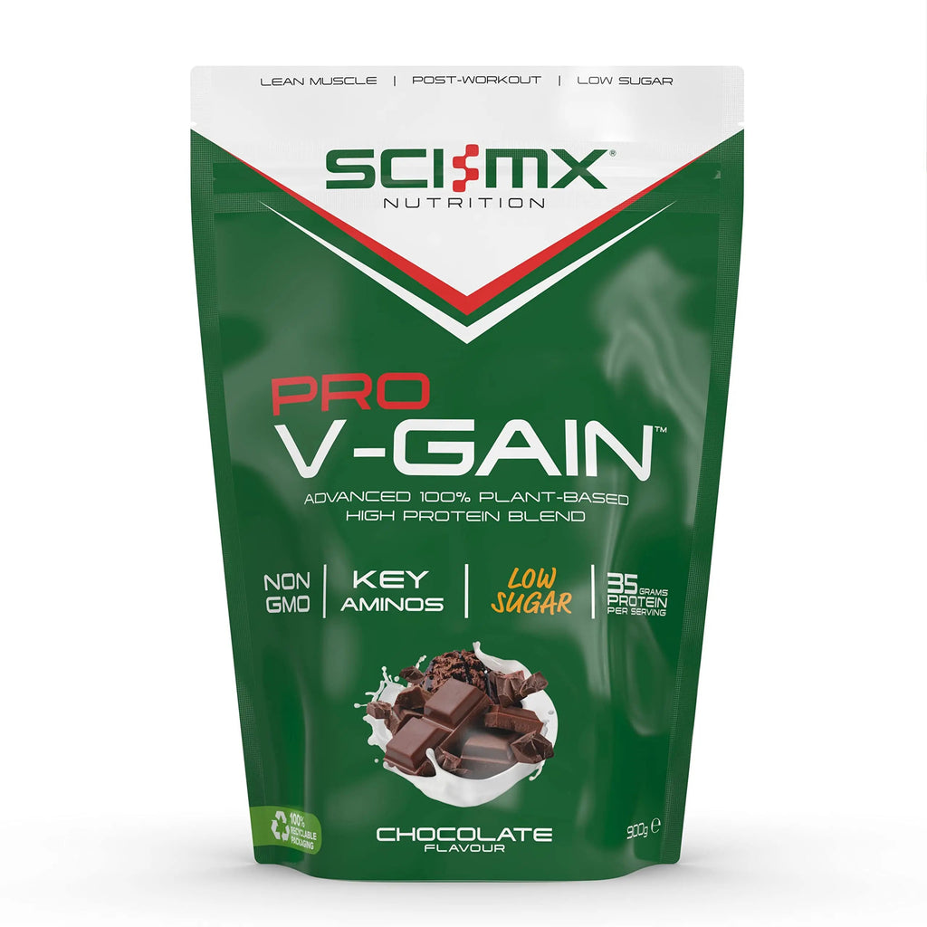 SCI-MX Pro V Gain 100% Plant Based Vegan Protein Formula With No Added Sugar - Chocolate Flavour - 900g - 20 SERVINGS SCI-MX Au supplements