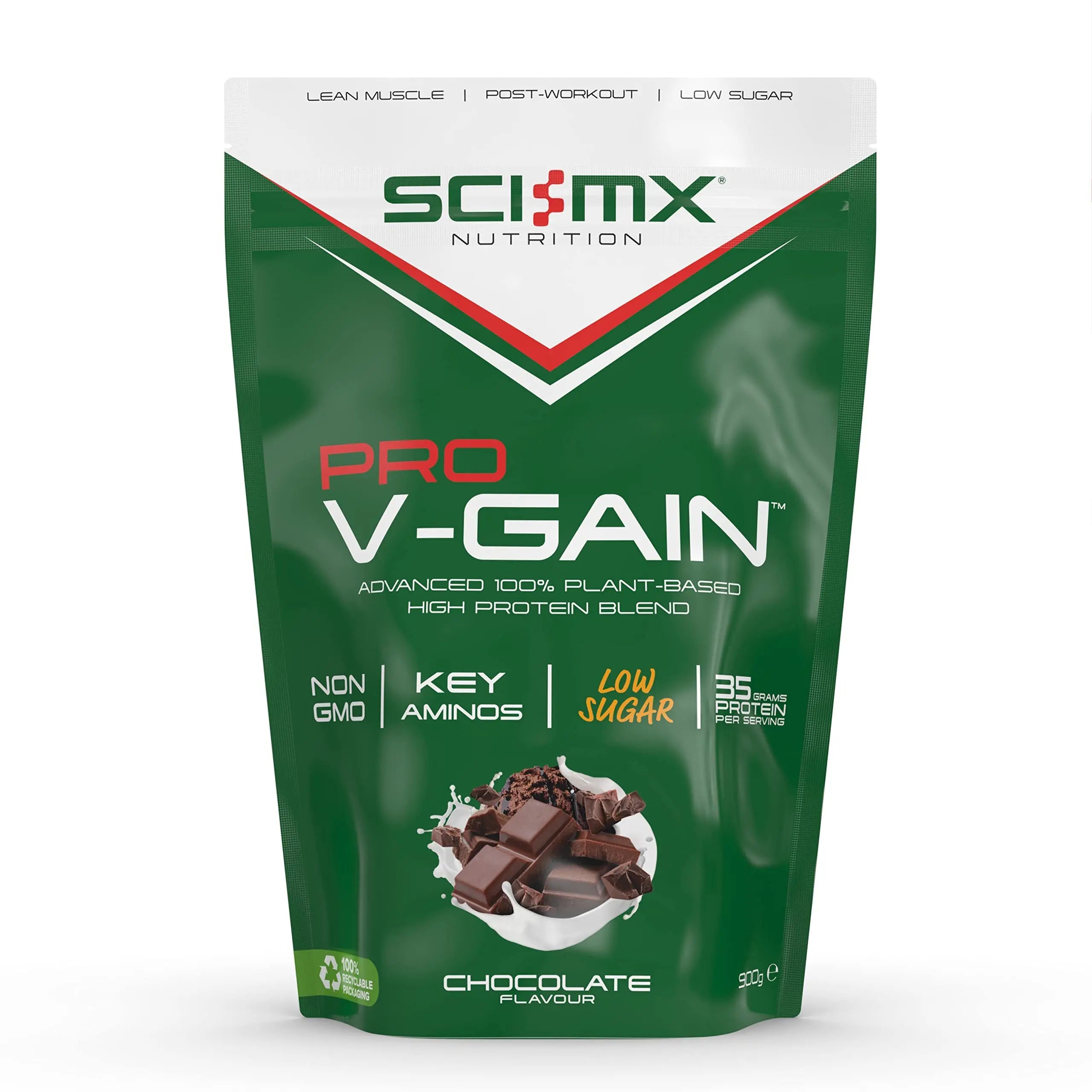 SCI-MX Pro V Gain 100% Plant Based Vegan Protein Formula With No Added Sugar - Chocolate Flavour - 900g - 20 SERVINGS SCI-MX Au supplements
