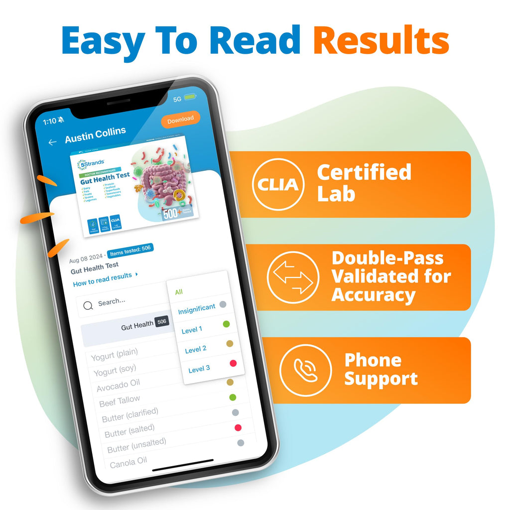 5Strands Gut Health Test for Adults & Kids, 500+ Items Tested, At-Home Hair Sample Screening for Food Intolerances Linked to Digestive Issues, Skin Irritation, Brain Fog & Headaches, Results in 4 Days 5Strands Au supplements