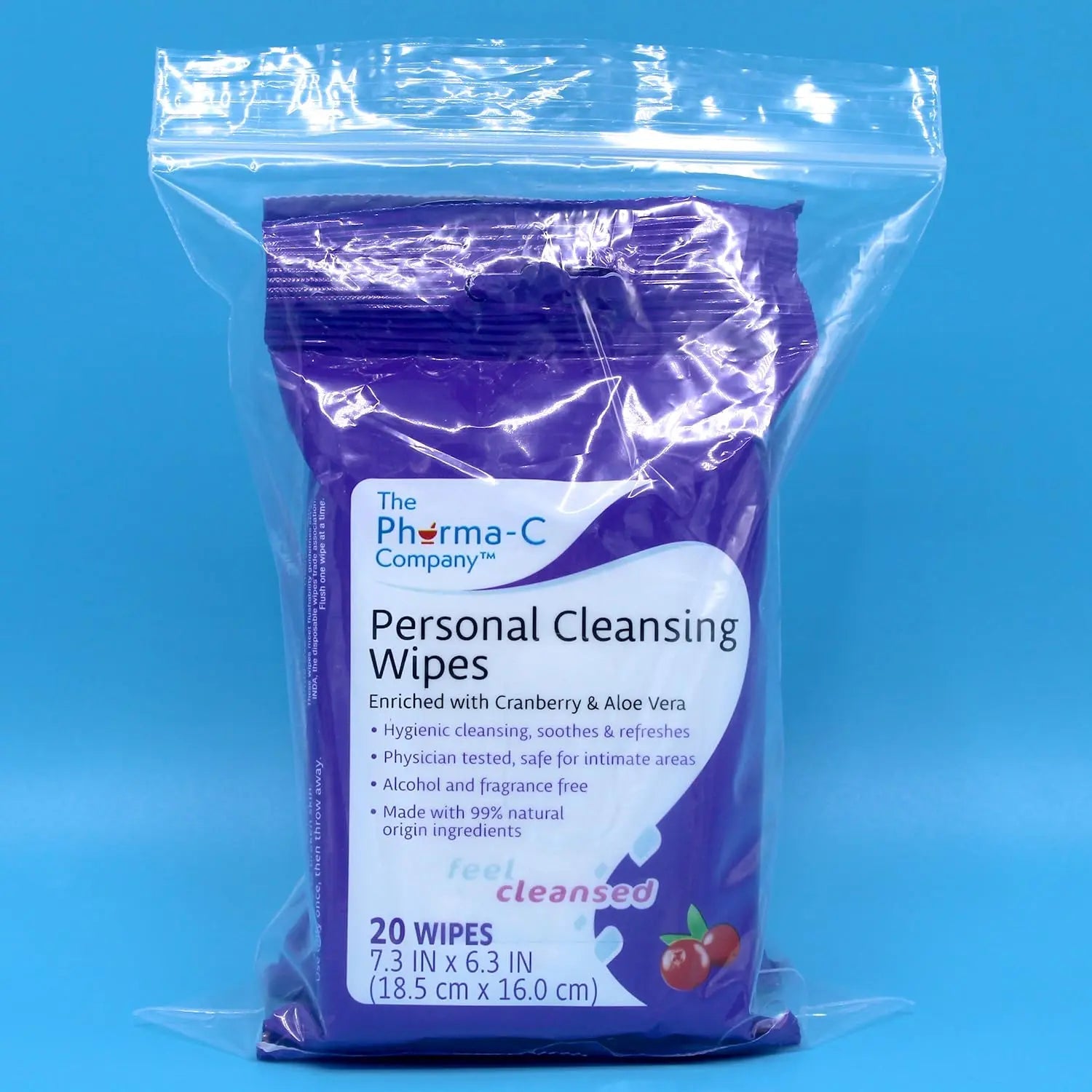 The Pharma-C Company Personal Cleansing Wipes [2 packs of 20 wipes] - Enriched with Cranberry & Aloe Vera Generic Au supplements