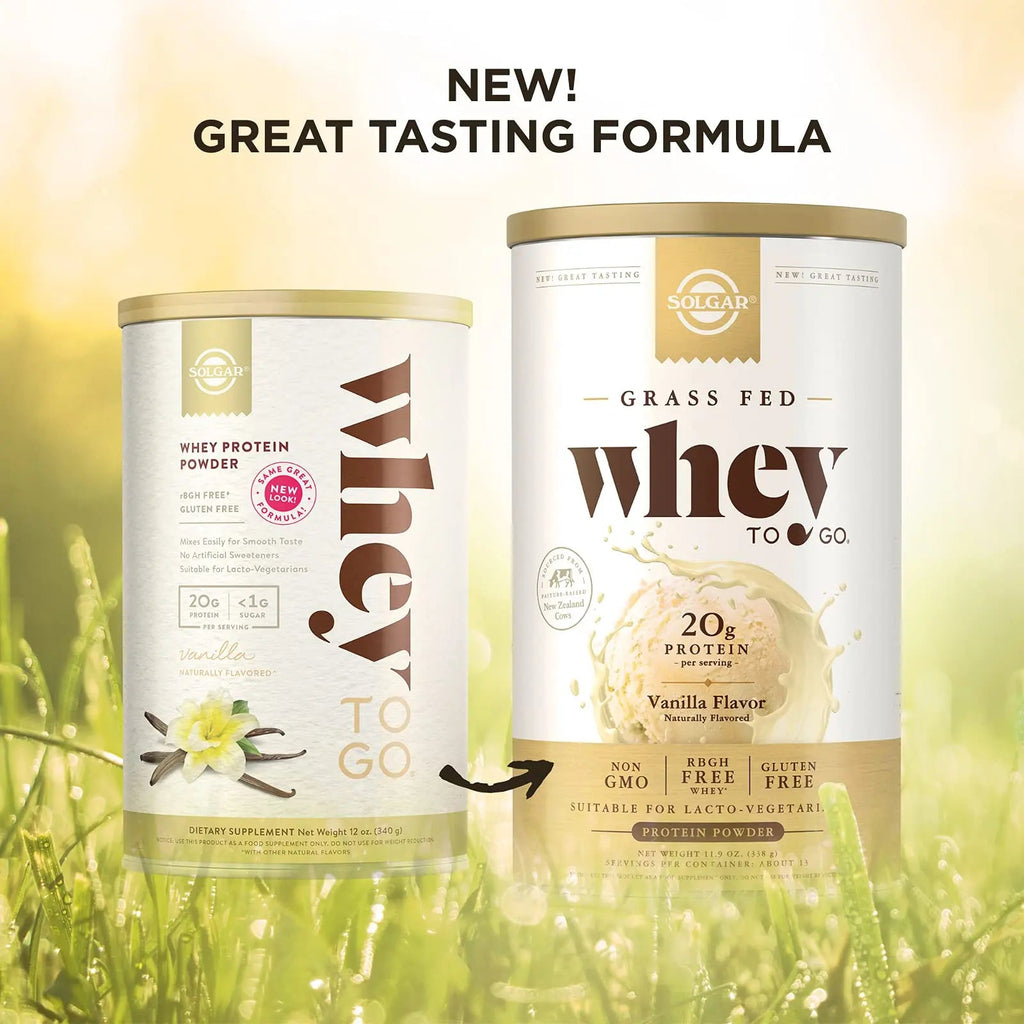 Solgar Whey To Go Natural Vanilla Flavour Protein Powder 340 g - Grass-Fed Whey from New Zealand Cows SOLGAR Au supplements