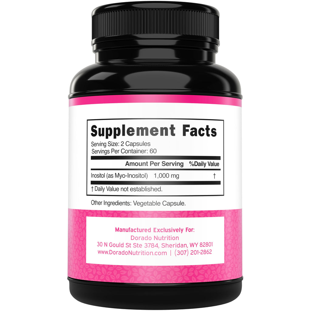Inositol Capsules (Myo Inositol) (1000mg Per Serving 120 Capsules) Myo Inositol Supplement for Women Hormone Balance Support - Vegan Safe - Third Party Tested - Gluten Free & Made in USA (120 Count) DORADO NUTRITION Au supplements