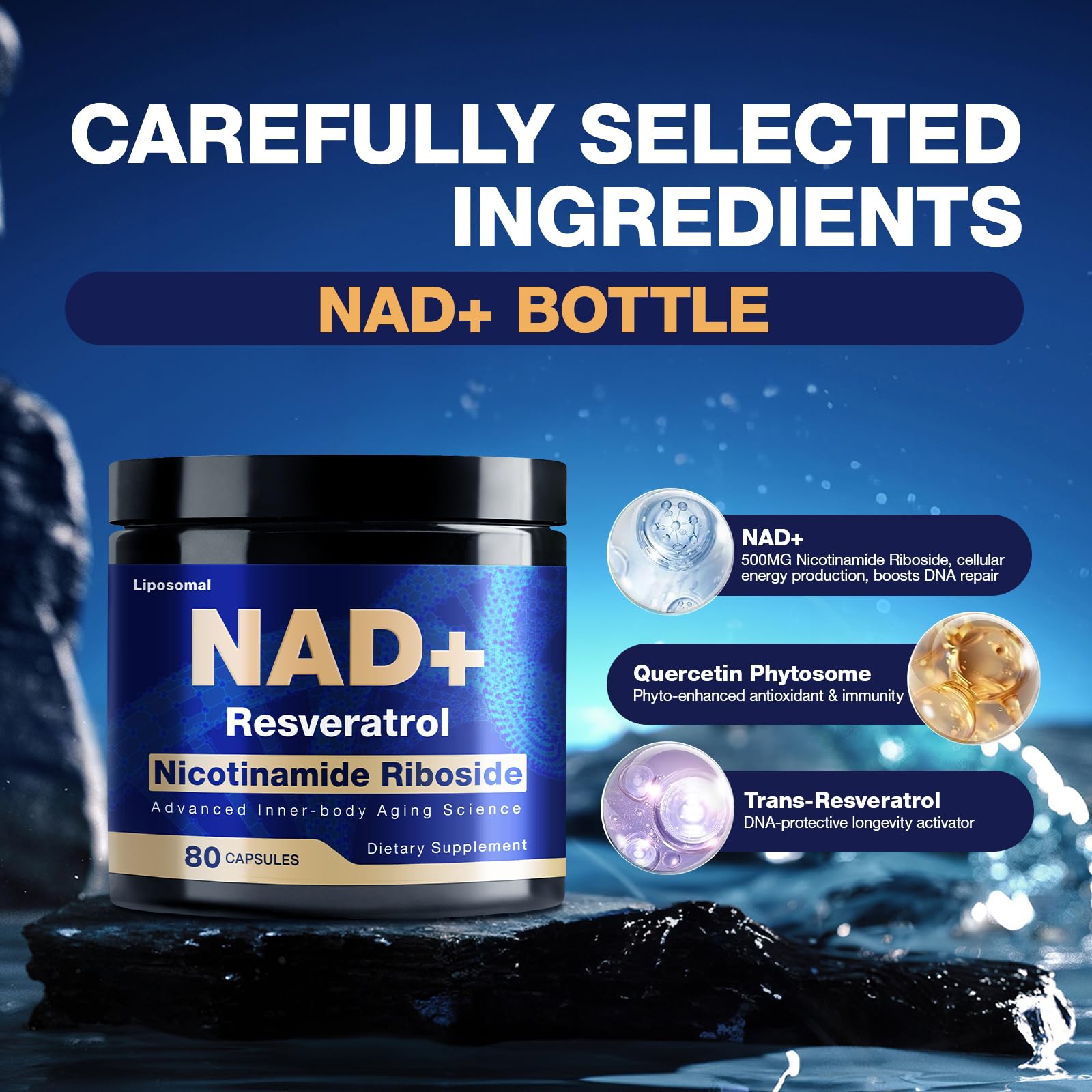 NLMUBR LUCKSIT NAD Supplement - NAD Nicotinamide Riboside Resveratrol 900mg, Liposomal NAD Supplements for Women and Men, Supports Cellular Energy, Anti-Aging, Brain & Muscle NLMUBR LUCKSIT Au supplements