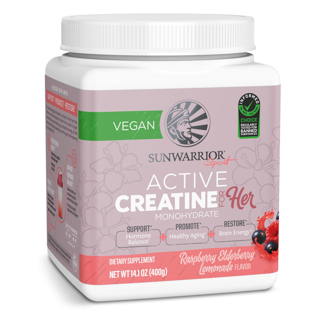 Sunwarrior Creatine for Women Monohydrate Powder Micronized Pre Workout Recovery Supplement Support Muscle Building Strength Training Cognition | Vegan and Easily Mixes 50 Servings, Raspberry Lemonade Sunwarrior Au supplements