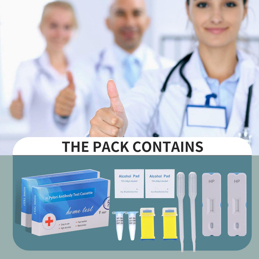 H. Pylori，Helicobacter Pylori Detection 2 Test kit, 10-15 Minutes of Quick Home Testing, The Result is Highly Accurate, Easy to use and Read Evuioas Au supplements