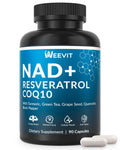 WEEVIT NAD+ Resveratrol Supplement with COQ10, Quercetin, Turmeric, NAD+ Supplement for Men and Women - Energy, Focus & Anti-Aging Support - Gluten Free, Non-GMO WEEVIT Au supplements