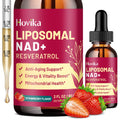 Liposomal NAD Supplement - 1200mg NAD+ Liquid Drops for Women & Men with Resveratrol, Black Pepper Extract - Support Anti-Aging, Brain & Cellular Mitochondrial Health - 2 Fl Oz, Strawberry Flavor Hovika Au supplements