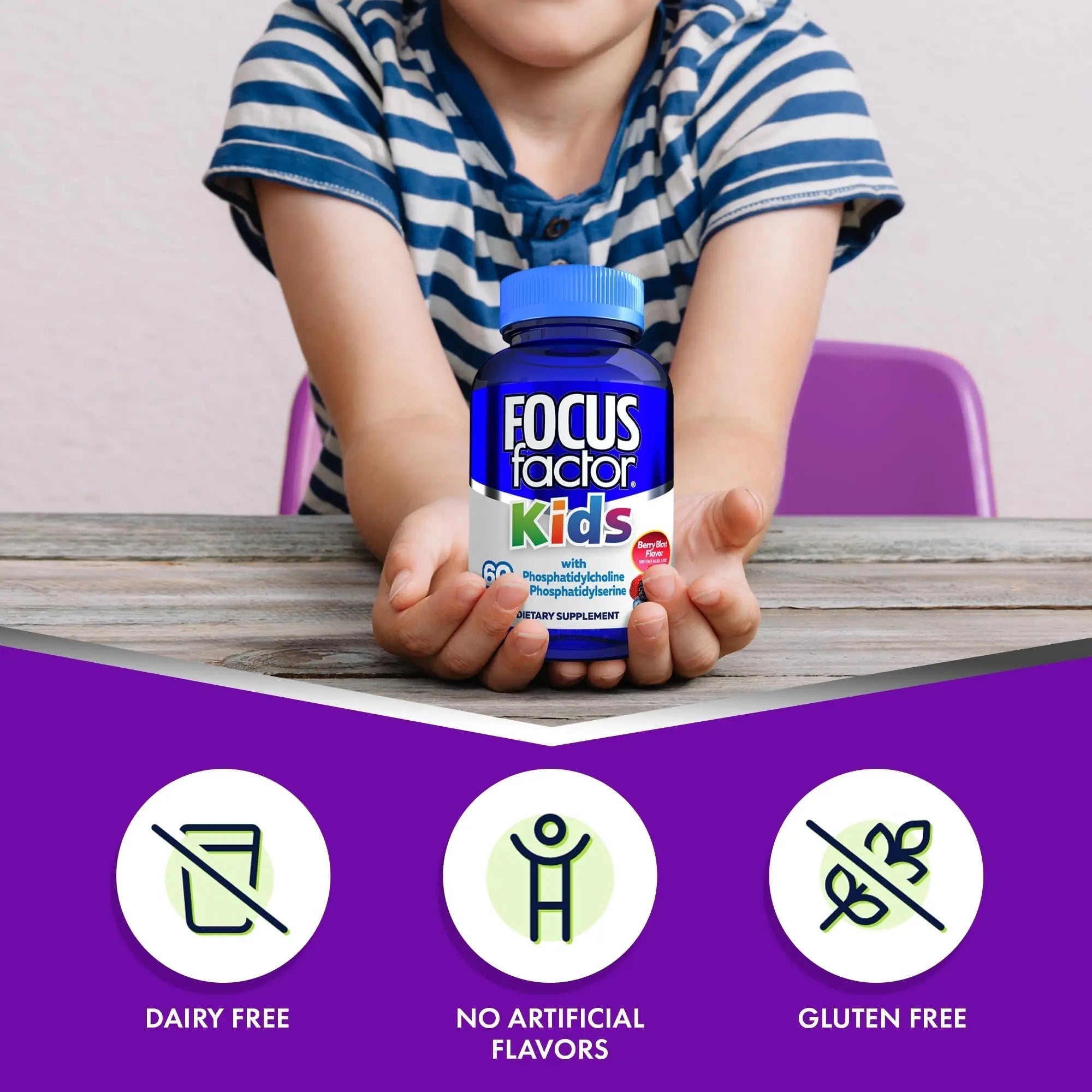 Focus Factor Kids Complete Daily Chewable Vitamins: Multivitamin & Neuro Nutrient (Brain Function) w/Vitamin B12, C, D3-60 Count Focus Factor Au supplements